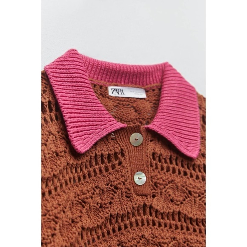 ZARA POINTELLE crop top terracotta 6427/014 - Picture 12 of 12